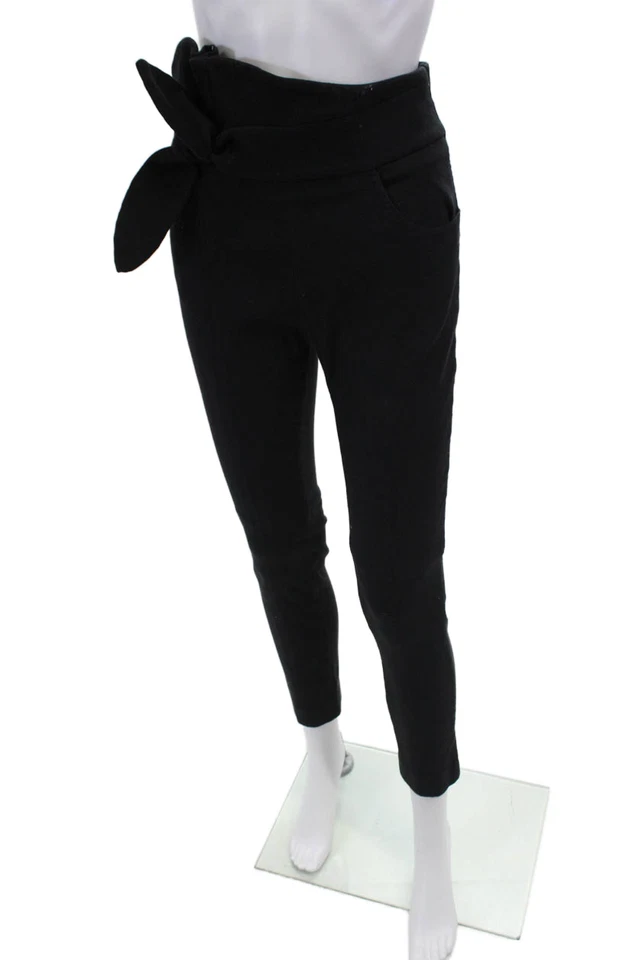 Pantalones ajustados IRO para mujer de algodón con detalle de cintura anudada negros talla 38 EUR Foto 2 de 4