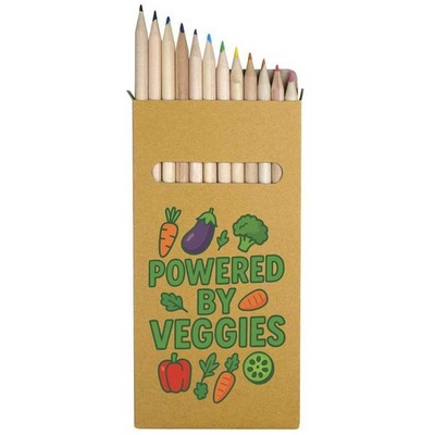 12 x Buntstifte / Bleistift-Set ''Powered By Veggies'' lang 178 mm (PE00079163)