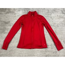 Danskin Now Track Jacket Womens S Red DL13T300 Semi-Fitted Thumbhole Full Zip