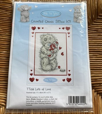 Me To You Counted Cross Stitch Kit - Lots of Love 11 x 8 cm Anker Baumwolle 