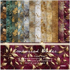 Golden Leaves Scrapbook Paper Pad, 24 Sheets 6 x 6 Inch Vintage Patterned Design