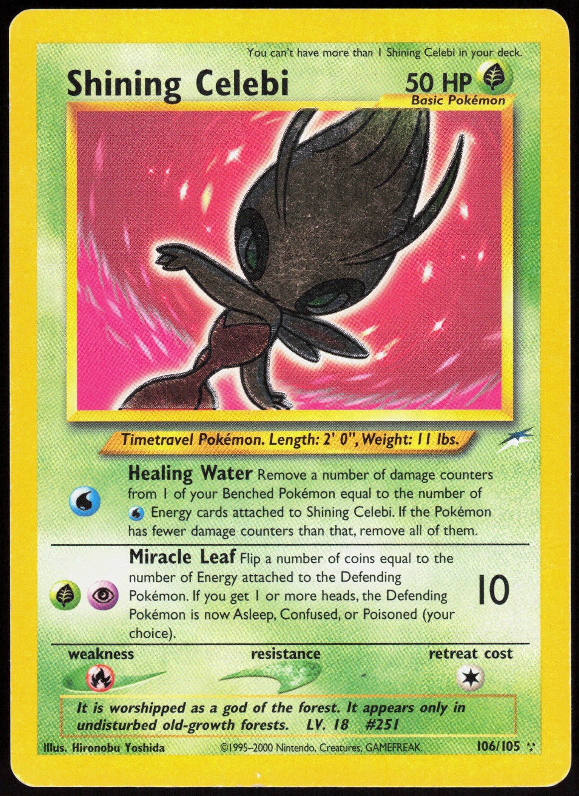 Shining Celebi - 106/105 - Pokemon Neo Destiny Unlimited Holo Rare Card WOTC LP