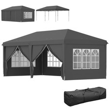 Outsunny 3 x 6m Pop Up Gazebo Height Adjustable Party Tent w/ Storage Bag Grey