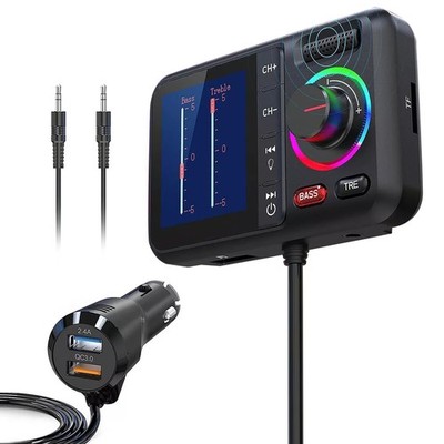 Wireless Bluetooth 5.0 Car FM Transmitter Adapter 2USB PD Charger AUX Hands-Free