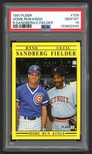 1991 FLEER HOME RUN KINGS RYNE SANDBERG & CECIL FIELDER #709 HOF PSA 10 GEM MINT