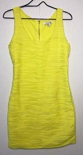 Forever 21 Yellow Body Con Mini Dress Sleeveless Back Zipper Size M 