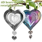 3D Heart Wind Spinner Metal Stainless Steel Heart Wind Catchers with Hook Fazzt