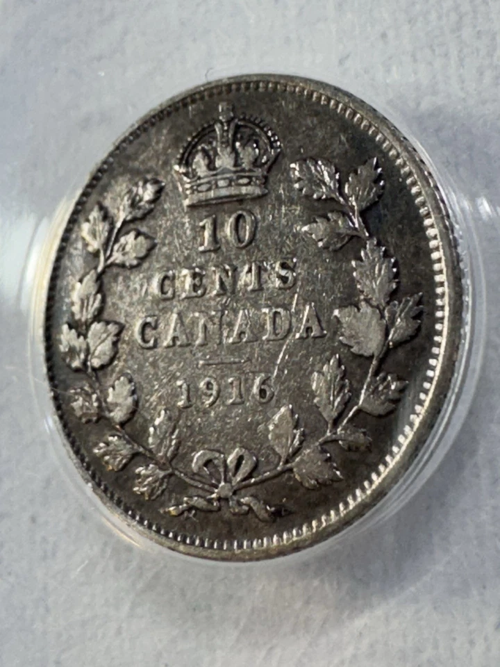 1916 Canada 10 Cents Silver Coin Graded VF 25 by ANACS - Image 3 of 4