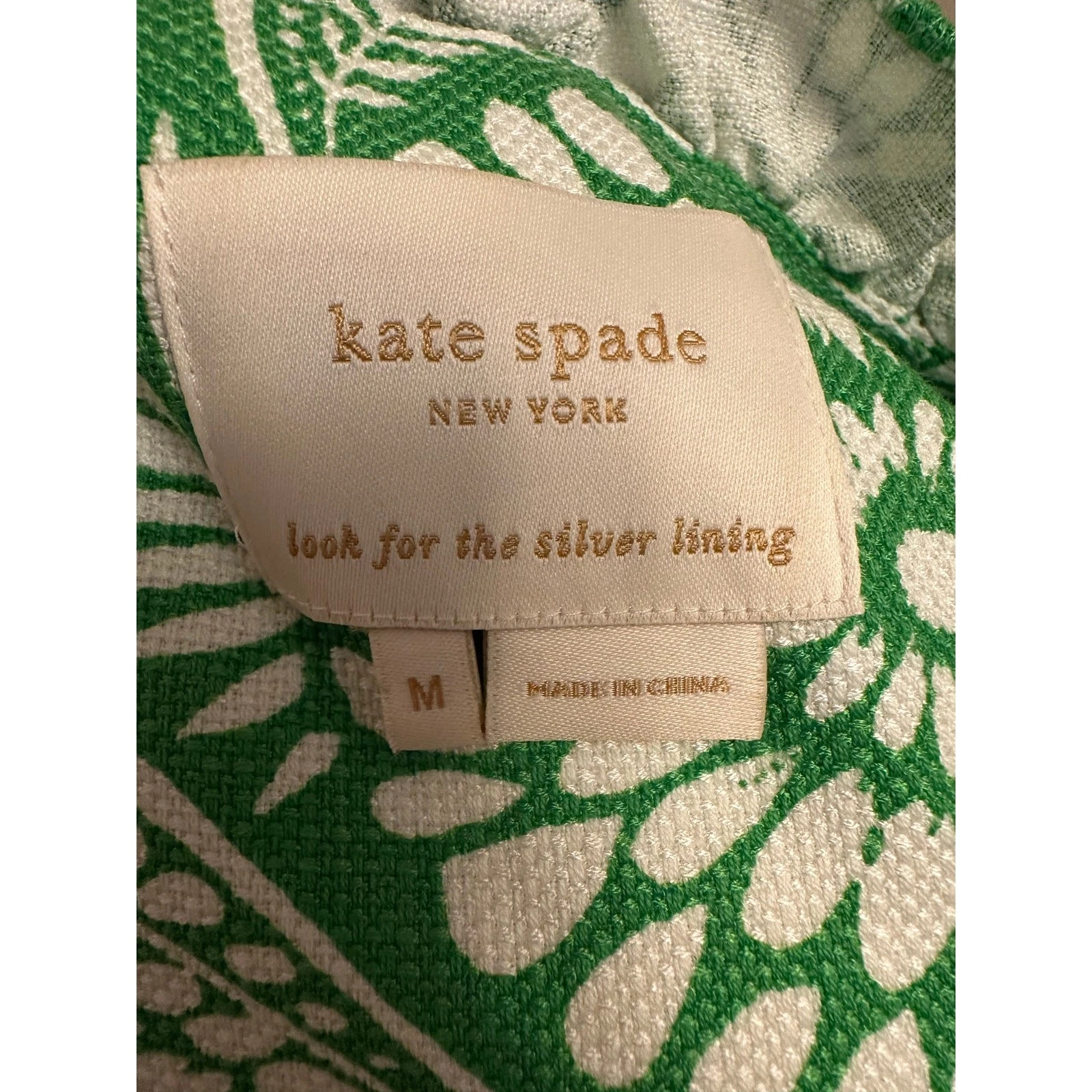 Abito tubino Kate Spade Bonnie verde botanico e bianco con volant taglia media