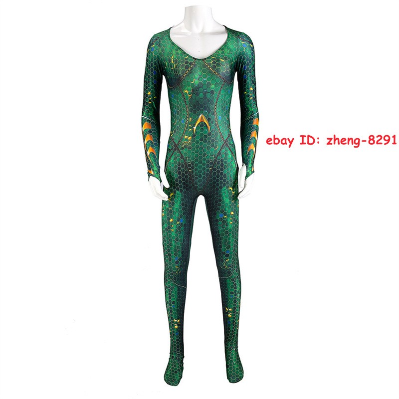 Kid Adult Aquaman Mera Bodysuit Cosplay Jumpsuit Halloween Catsuits Zentai Tight
