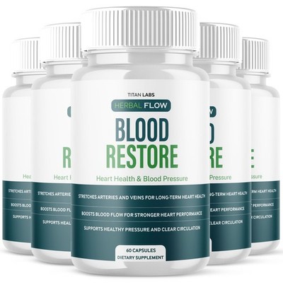 (5 Pack) Herbal Flow Blood Restore Advanced Max Support Supplement 300 Capsules