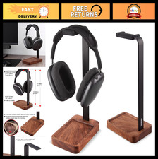 Walnut Wood  Aluminum Headphone Stand, Universal Desktop Headset Holder for Gam