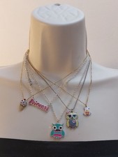 Bundle Lot Of 5 Kids Themed Necklaces Owl Princess Ice Cream Easter Bunny