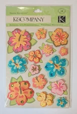 Tropical Summer Flowers Grand Adhesions Scrapbooking Stickers By K&Company