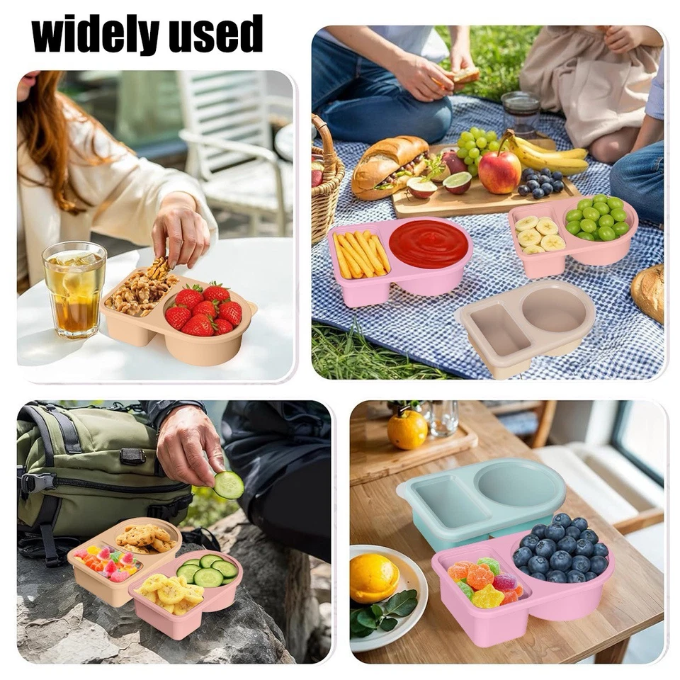Reusable Snack Containers with Lids Silicone Food Containers for Picnic Camping* - Image 4 of 4
