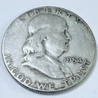 1954 SILVER FRANKLIN HALF DOLLAR 90% SILVER CIRCULATED COIN FREE SHIP #7562