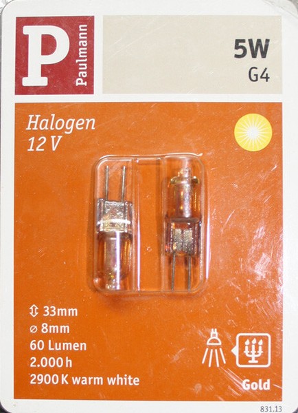 Paulmann 831.13 Goldlicht 2 X 5W 12V Halogen Deco Lampe Birne Stiftsockel Gold-image