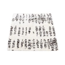 3' x 3' Black Modern Erased Column Design Pure Wool Hand Knotted Rug R80747