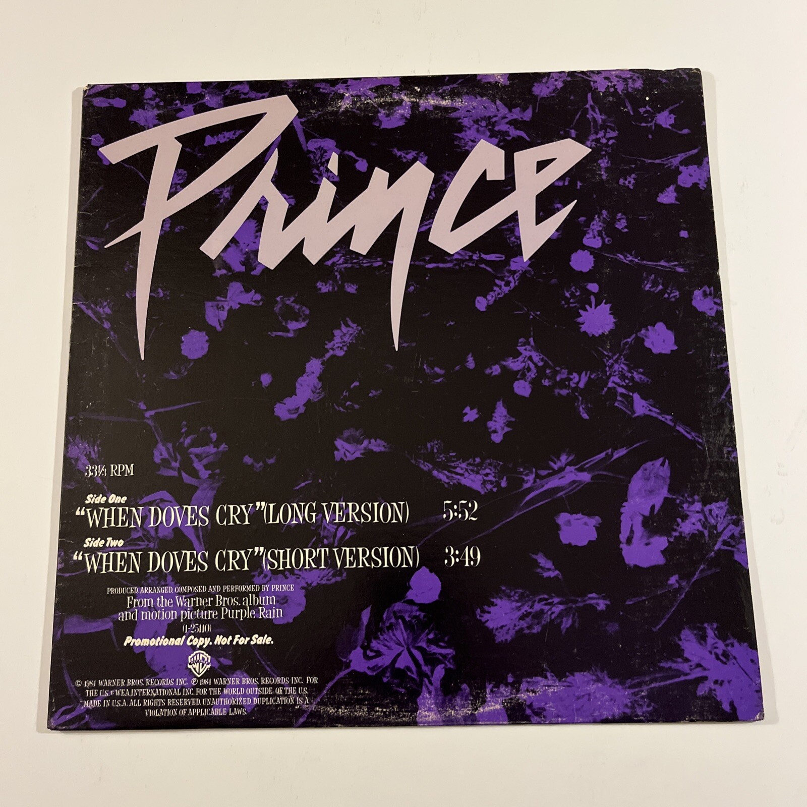 Prince - When Doves Cry (1984) US 12