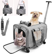 Pet Dog Carrier Detachable Wheels Stroller for Small Dogs Airline Approved