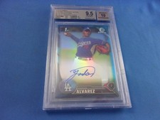 Yadier Alvarez Bowman 2016 Blue Refractor Autograph Beckett 9.5 GEM MINT CPAYA