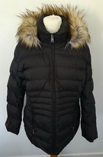 Andrew Marc - Down & Feather Coat Jacket Faux Fur Trim Hood Black Xl 16