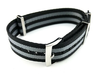 20mm BLACK&GREY 007 James Bond STRAP & CLASP fit OMEGA Watches + Pind/Tool
