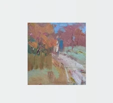 Oil painting Etude Ukrainian painter cardboard original primitive decor art