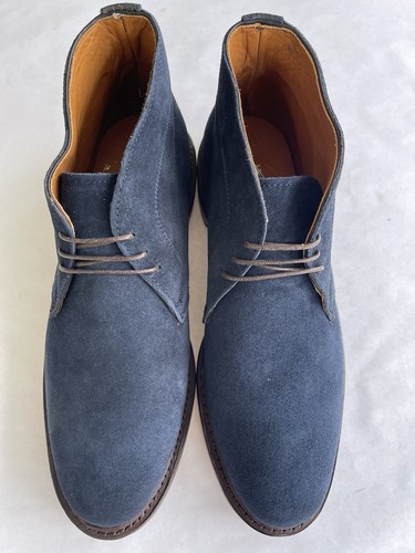 Blue Suede Plain Toe Chukka Boots Size 