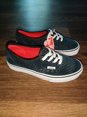 Vans Authentic Black Corduroy Print Skate Shoes Men's Size 3.5 Women's 5