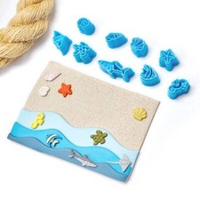 SET OF 9 🐠 TINY SEASIDE 🐠 MICRO POLYMER CLAY SLAB CUTTERS SHELL TURTLE STARFSH
