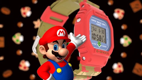 Mario Shock Casio G-Shock Super Mario Bros Men's Blue Dial Digital Watch DW5600SMB ...