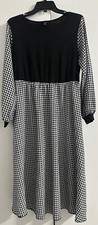 Women Black And White Long Cuff Sleeves Maxi Dress - Size 0XL