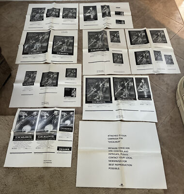 RARE 1981 EXCALIBUR Movie Ad Slick Sheet Set - Gore Graphics Orion Pictures