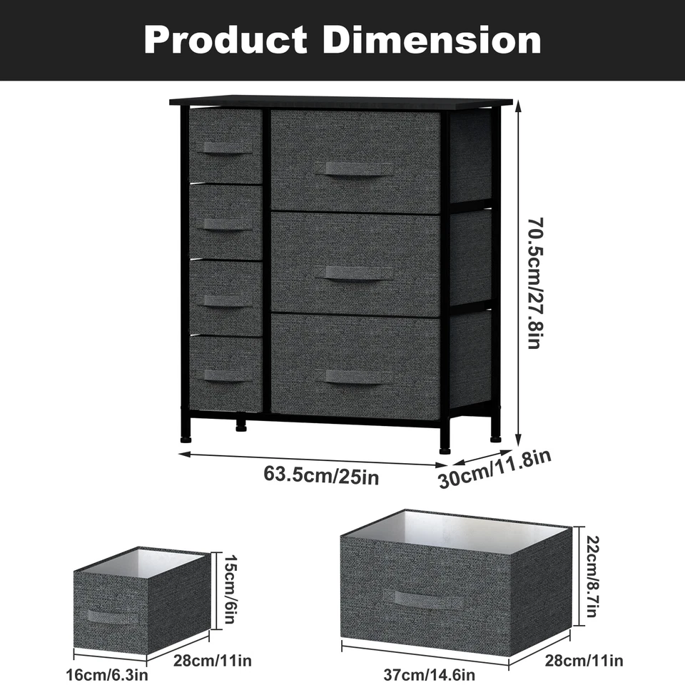 Unidad organizadora torre de almacenamiento tocador de tela de 7 cajones para entrada de armario de dormitorio Foto 2 de 4