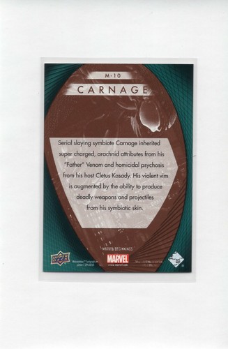 2012 Marvel Beginnings CARNAGE Series 2 PRIME MICROMOTION Etched Foil M-10 UD - Picture 2 of 2