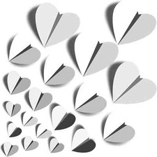 60 Pcs Silver Heart Stickers Wall Decals, 3D Heart Wall Stickers, Waterproof Wal