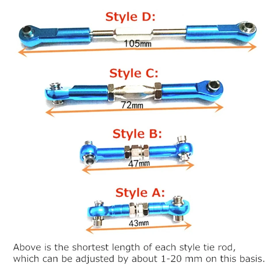 2 x Alloy RC 1/10 Steering Turnbuckle Arms for Tamiya TT02 TT-02D Hop up Upgrade - Image 2 of 4