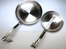 Set of 2 Stainless Steel Viking Frying Pans New, 8" & 10", 3-Ply New