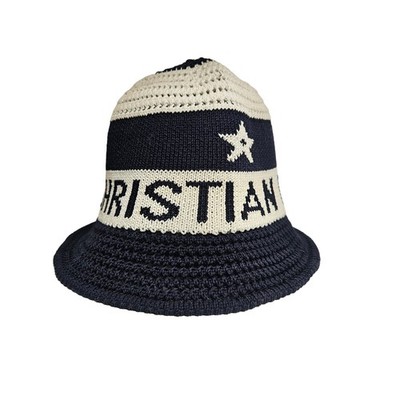 Dior バケットハット ネイビー Christian Dior Navy/Cream Embroidered Logo Bucket Hat | eBay