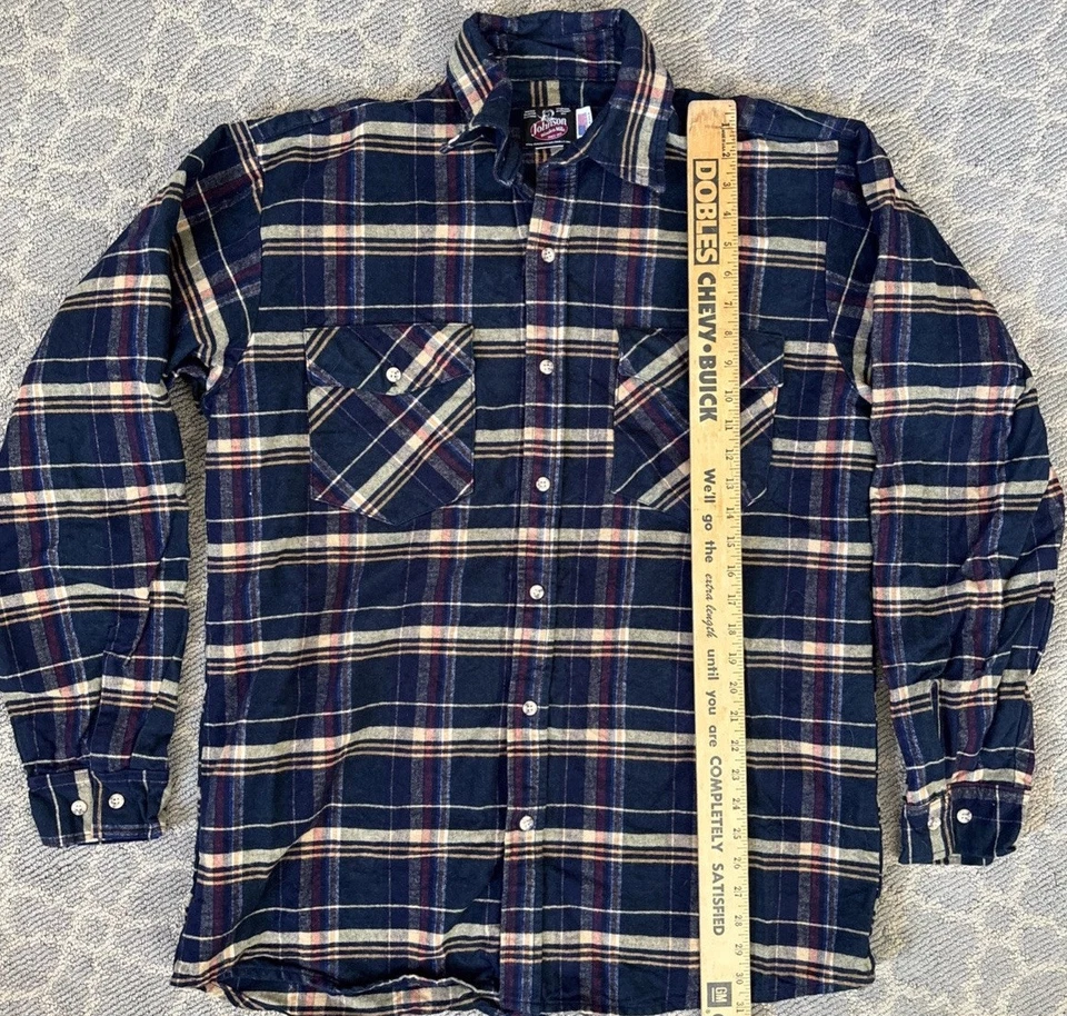 Camisa para hombre Johnson Woolen Mills azul/verde/bronceado de franela a cuadros XXL Foto 4 de 4