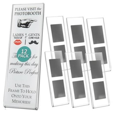 Photo Booth Frames - 2x6 Inch Clear Acrylic Magnetic Picture Frame for 12 Count