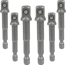 6 Packs 1/4 Inch Impact Grade Socket Adapter Set, 1/4 Hex Shank Square Socket Bi