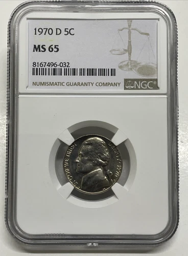 1970-D Jefferson Nickel 5c NGC MS 65 Mint State Uncirculated Coin