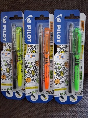 3x Pilot Frixion Tintenroller Schreiben und Radieren Textmarker gemischte Farben NEU