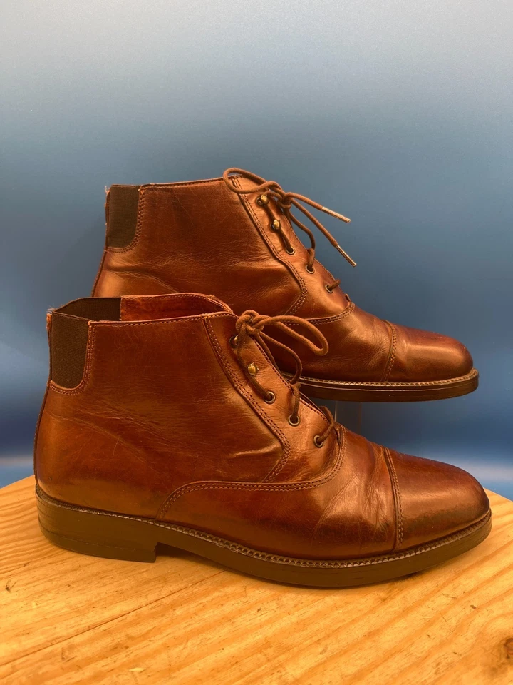 Botines Hush Puppies para hombre talla 10 cuero marrón con cordones puntera Foto 2 de 4