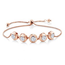 18K Rose Gold Plated Silver Zirconia Tennis Bracelet For Women 7.50 Cttw,