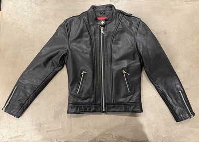 STH Straight To Hell Leather Cafe Racer Motorcycle Jacket Men s 34 XS Black YKK
