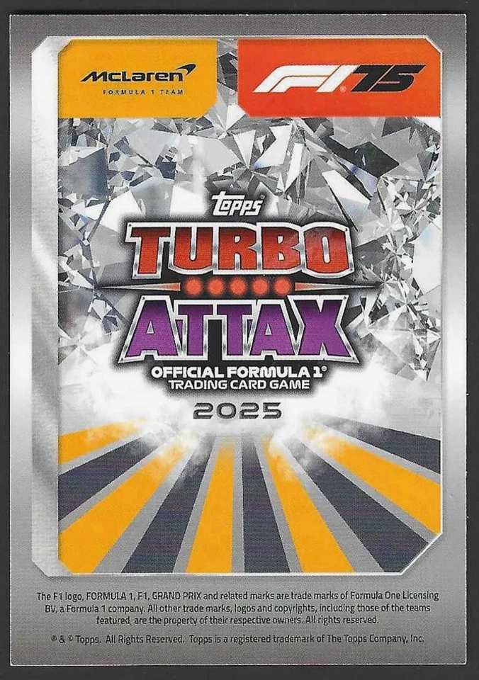 Oscar Piastri Topps #149 F1 Sprint Superstar 2025 Topps F1 Turbo Attax F1 75 - image 2 of 2