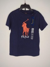 NWT Polo Ralph Lauren Boy's Navy Blue/"Polo Ball" Shirt Size Small